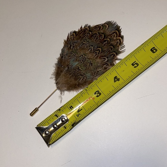 Vintage Blue and Brown Feather Hat / Scarf Pin - Picture 4 of 6